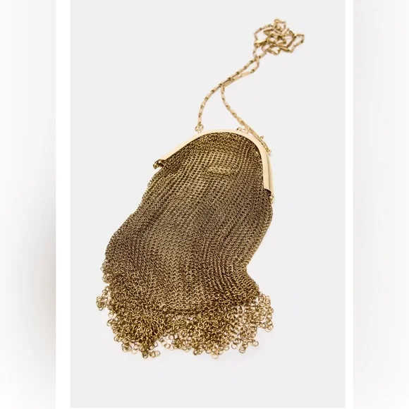 ❗️LAST ONE❗️ITEM WILL BE REMOVED SOON❗️Elegant Gold Mesh Evening Bag - Picture 1 of 4